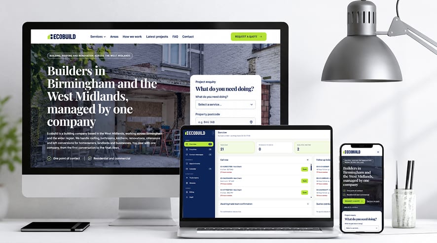 Ecobuild website and workspace, shown in the case study