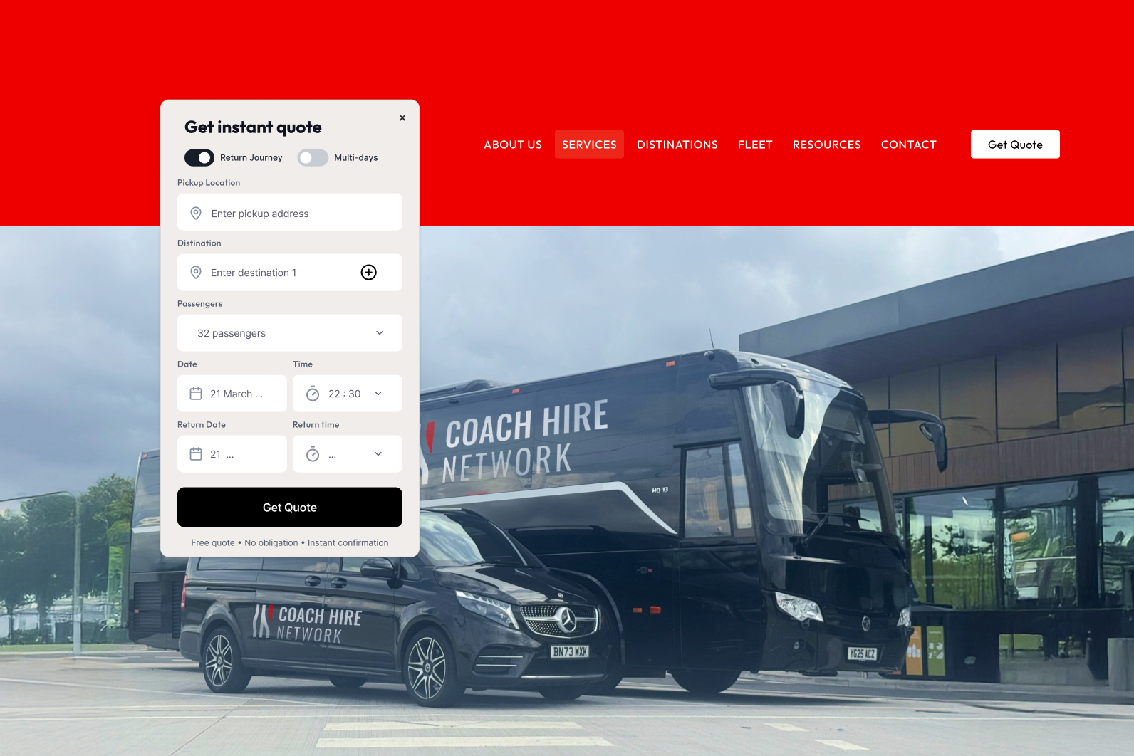 Coach Hire Network booking platform built by Web Works Rise